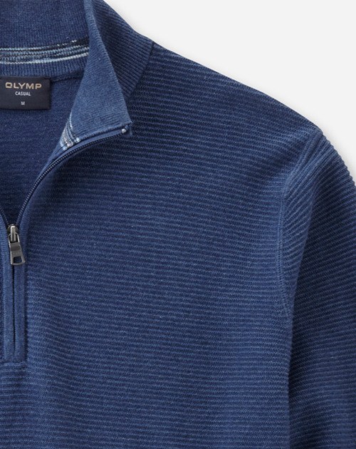 Pullover Herren Blau – OLYMP Casual Strick Regular Fit, Detailansicht
