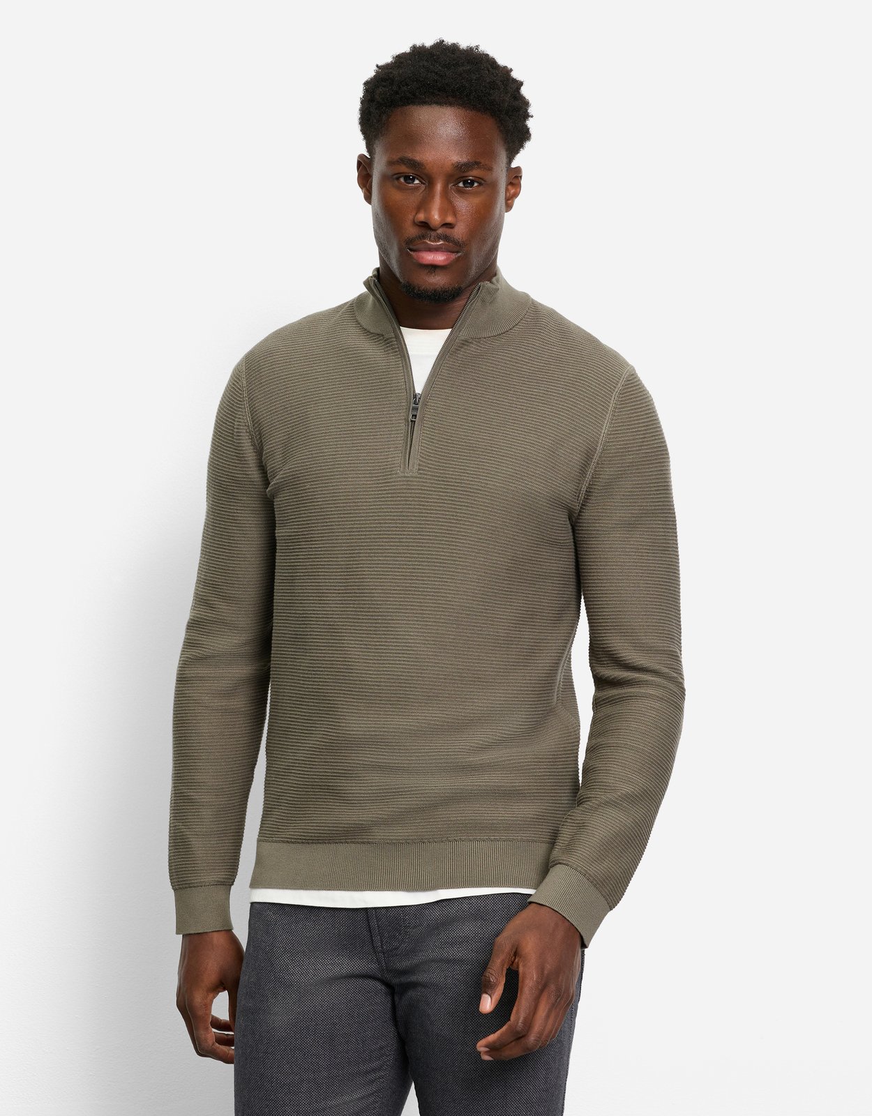 Pullover Herren Oliv – OLYMP Casual Strick Regular Fit