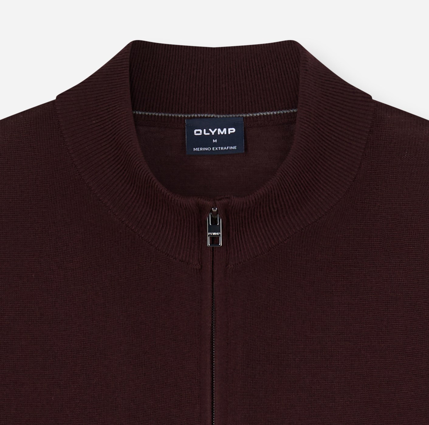 Pullover Herren Bordeaux – OLYMP Casual Strick Regular Fit, Detailansicht