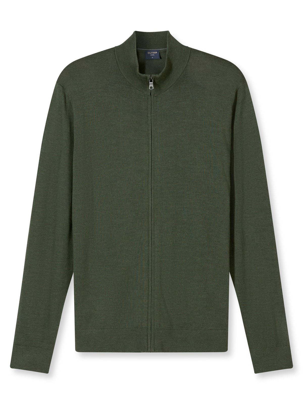 Pullover Herren Oliv – OLYMP Casual Strick Regular Fit, Detailansicht