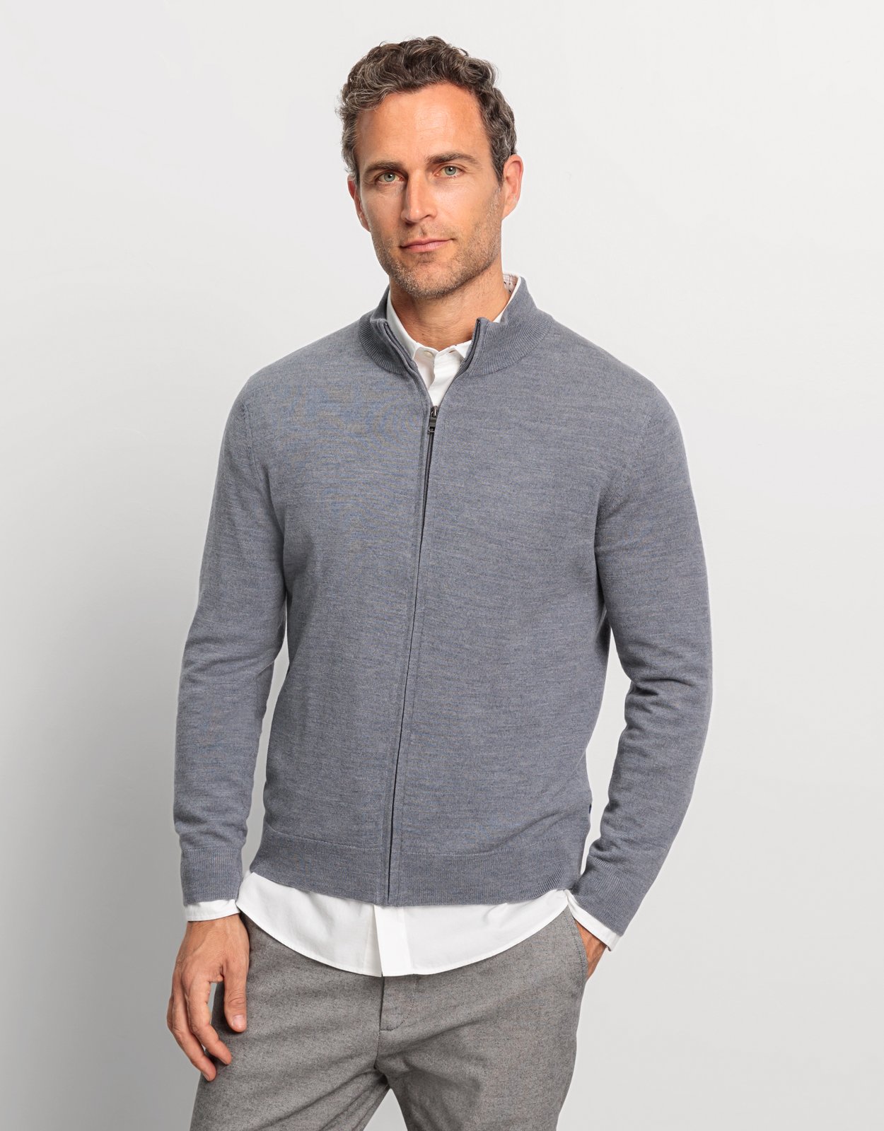Pullover Herren Silbergrau – OLYMP Casual Strick Regular Fit