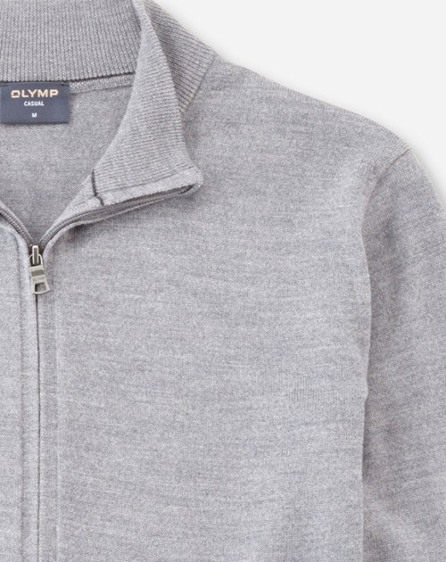 Pullover Herren Silbergrau – OLYMP Casual Strick Regular Fit, Detailansicht