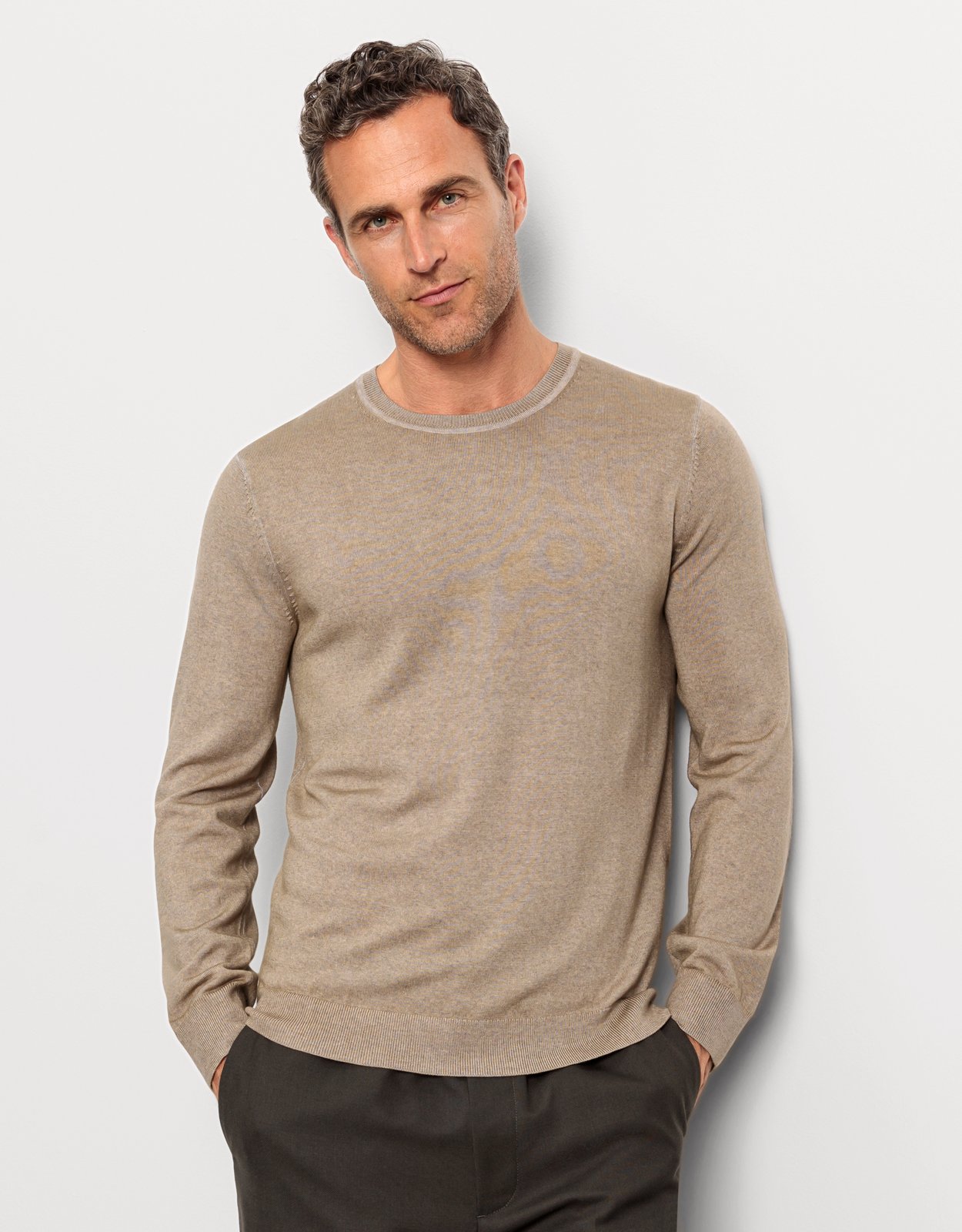 Pullover Herren Natur – OLYMP Casual Strick Regular Fit