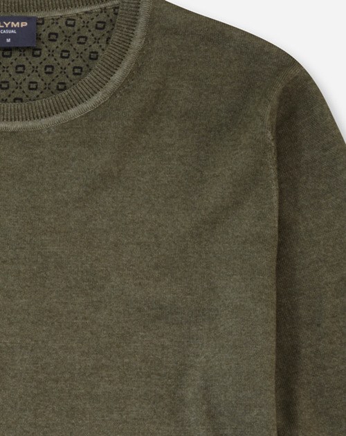 Pullover Herren Dunkelgrün – OLYMP Casual Strick Regular Fit, Detailansicht