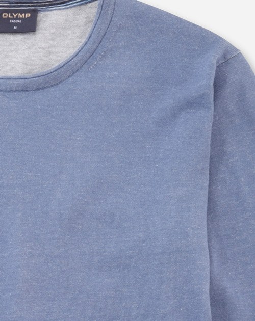 Pullover Herren Rauchblau – OLYMP Casual Strick Regular Fit, Detailansicht